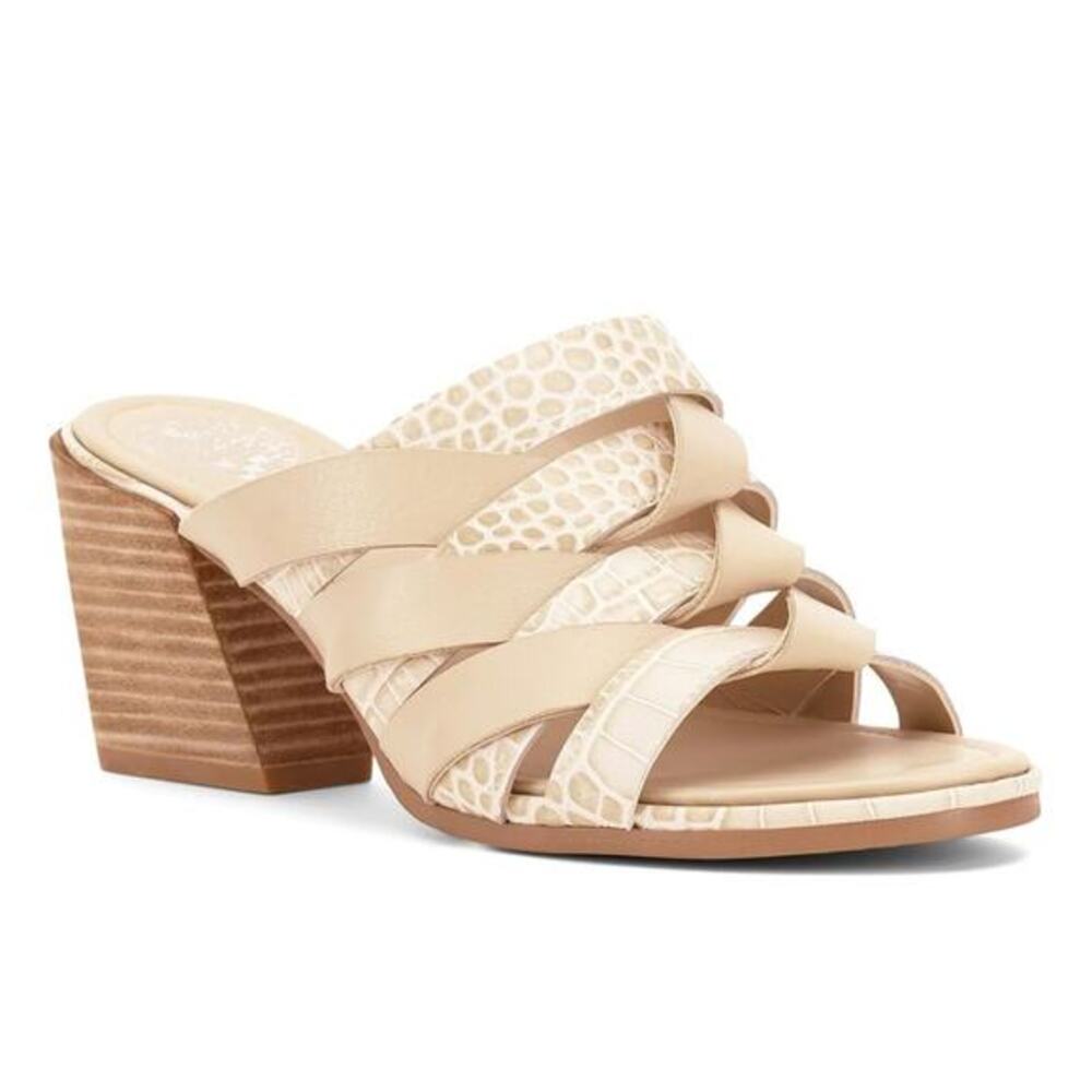 Vince Camuto‎ Women's Deljesta Braided Leather Taupe Heel Sandal Size 5M